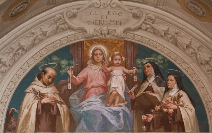 Nossa Senhora do Carmo e os Santos Carmelitas: São João da Cruz, Santa Teresa de Ávila e Santa Teresinha do Menino Jesus e da Sagrada Face